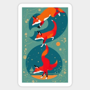 Fox Yoga Floral Flower Design Sticker